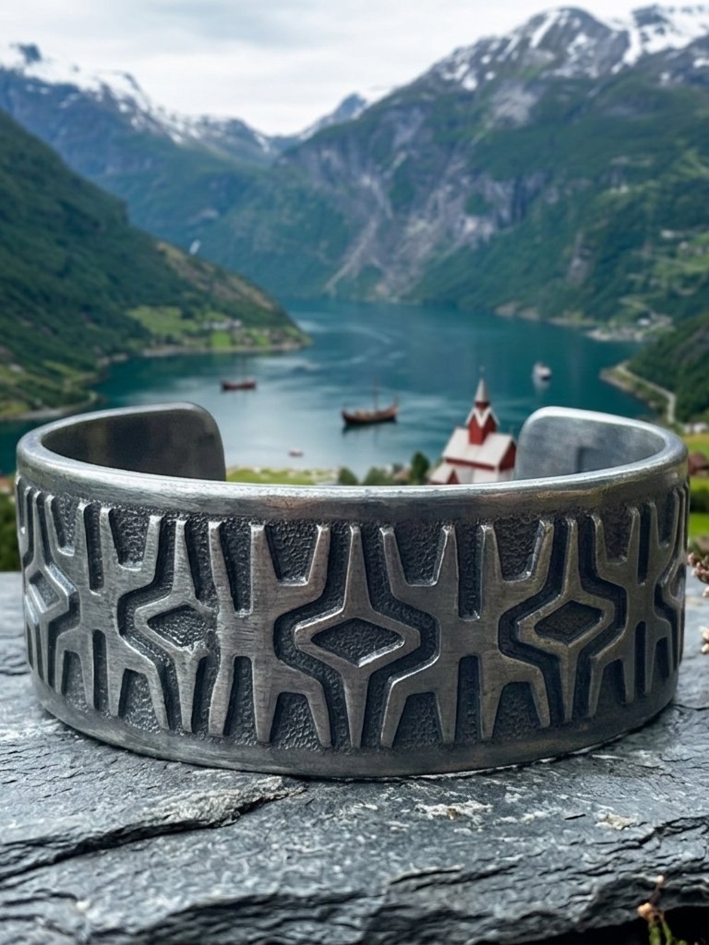 BM Brodrene Mylius Pewter Cuff Bracelet Norway Unisex Abstract Mid Century